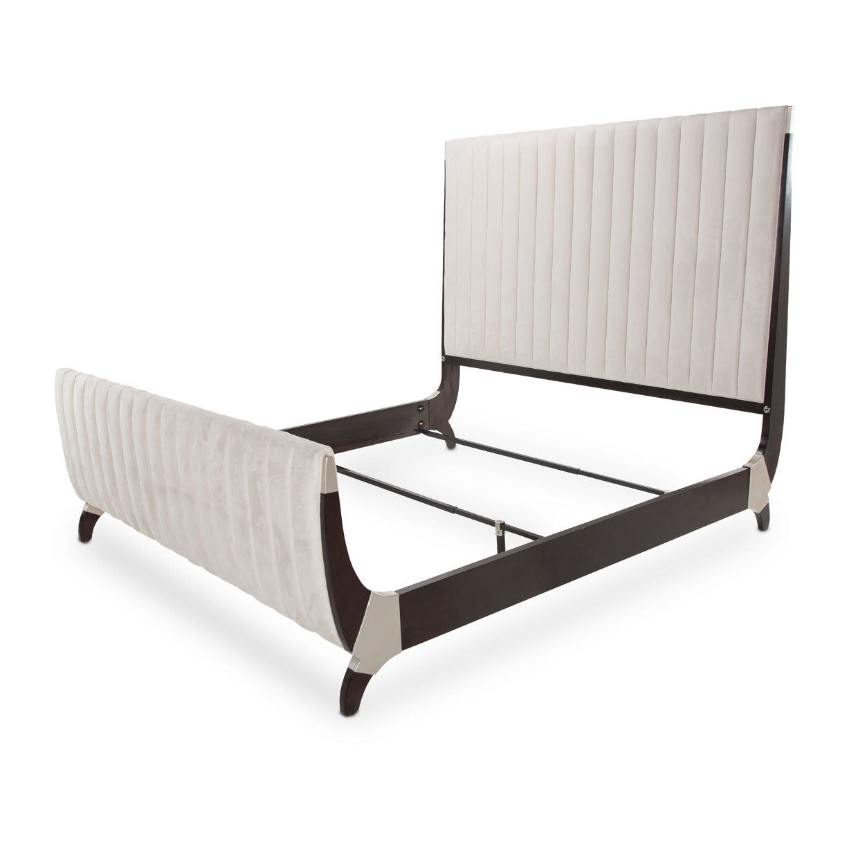 Paris Chic Eastern King Tufted Sleigh Bed - Doeskin/Espresso