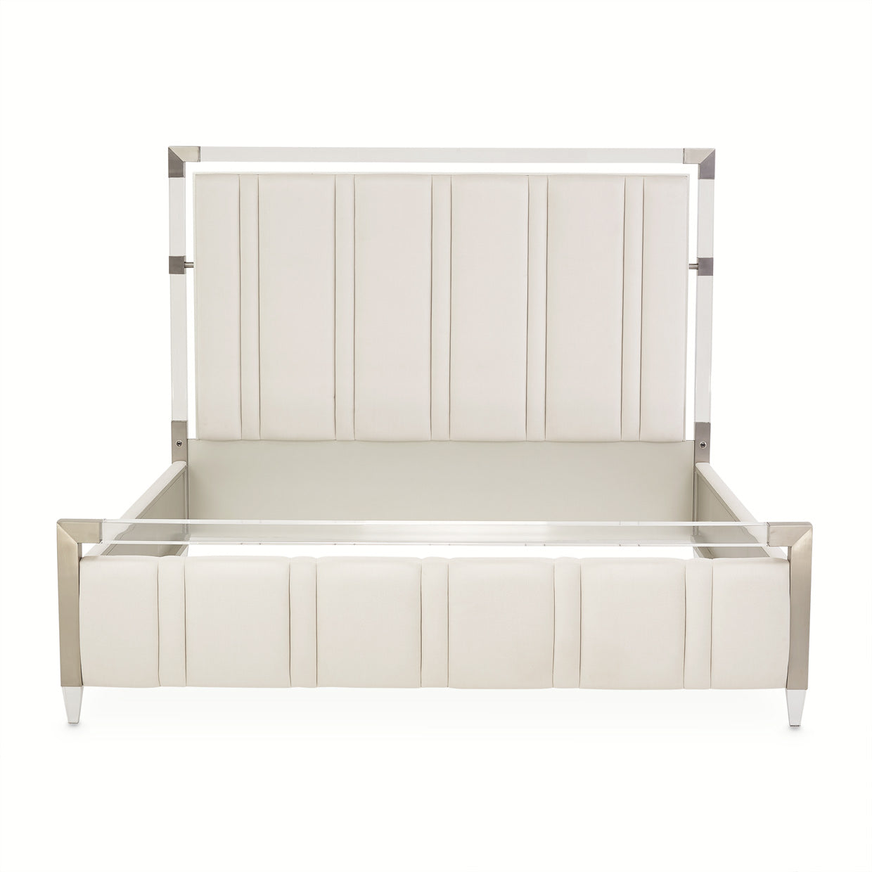 Penthouse Queen Short Panel Bed - Frosted Linen/Ash Gray