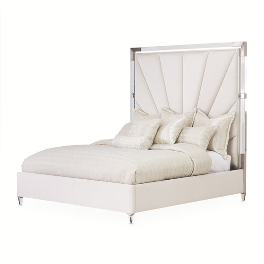 Penthouse Eastern King Tall Panel Bed - Frosted Linen/Ash Gray
