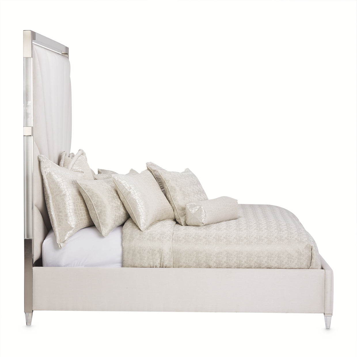 Penthouse Queen Tall Panel Bed - Frosted Linen/Ash Gray
