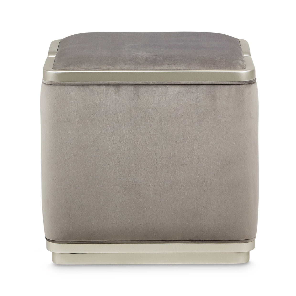 Linea Velvet Ottoman - Gray Pearl/Silver Mist
