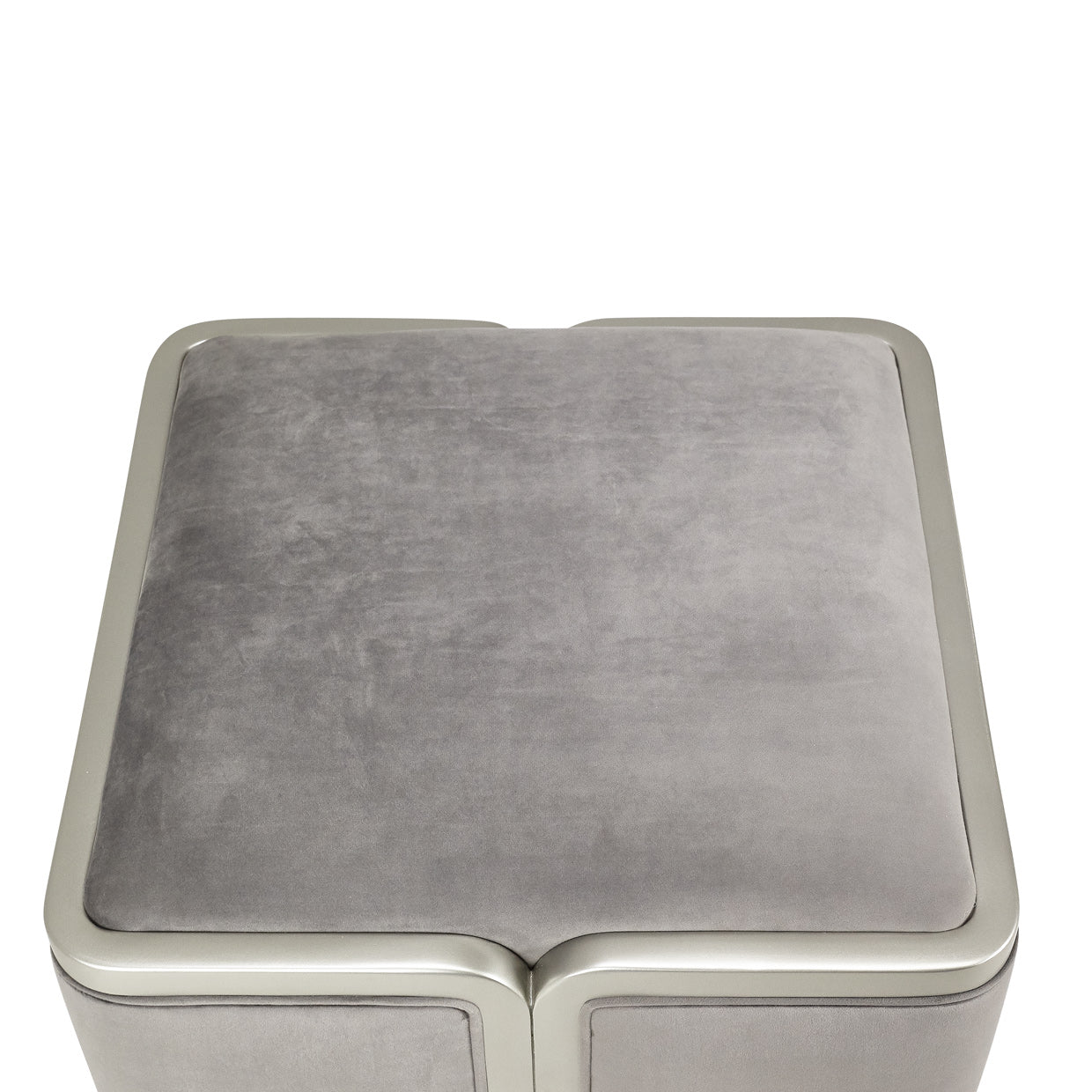 Linea Velvet Ottoman - Gray Pearl/Silver Mist
