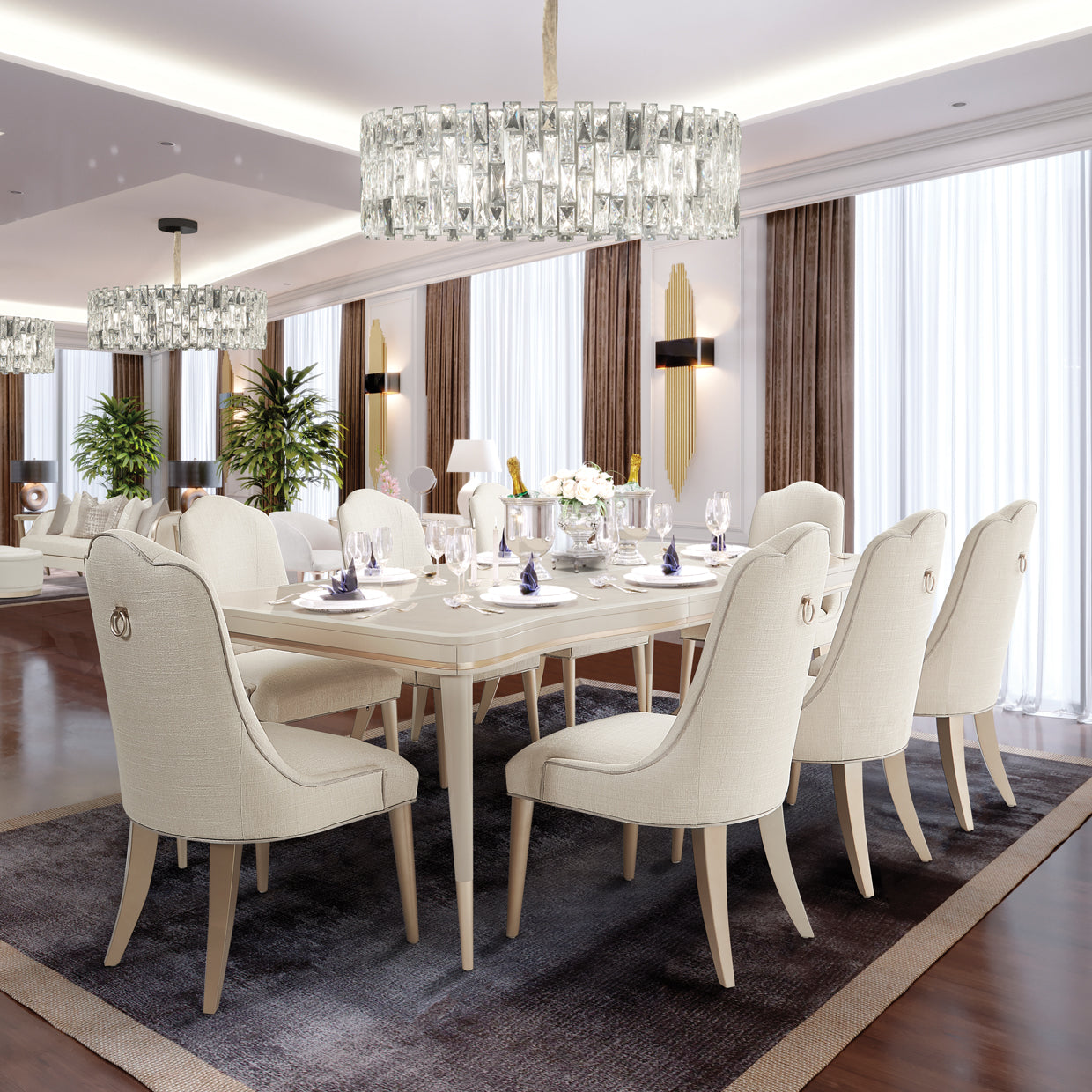 Malibu Crest Blush Dining Table 77"-125"