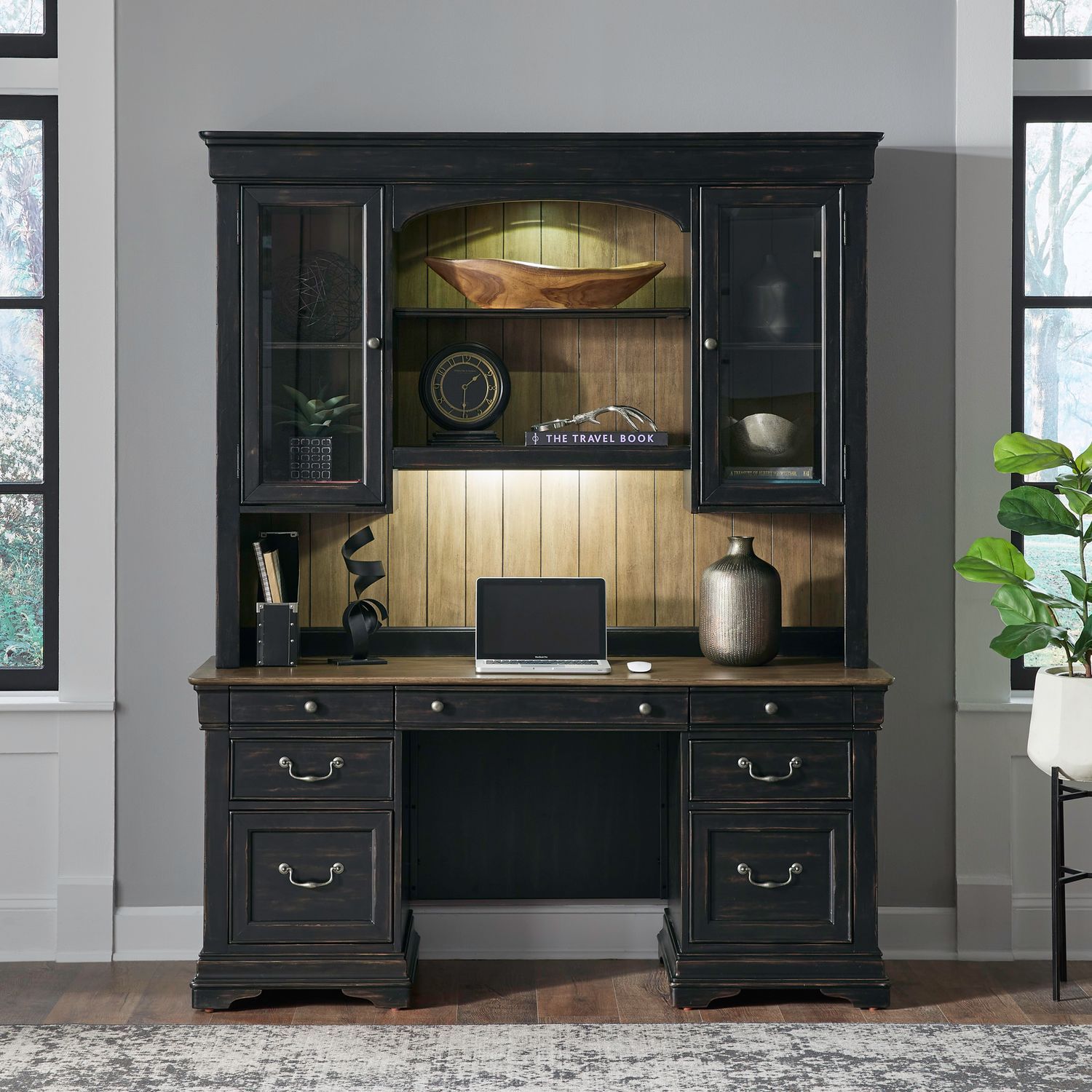 Meritage - Credenza & Hutch - Black