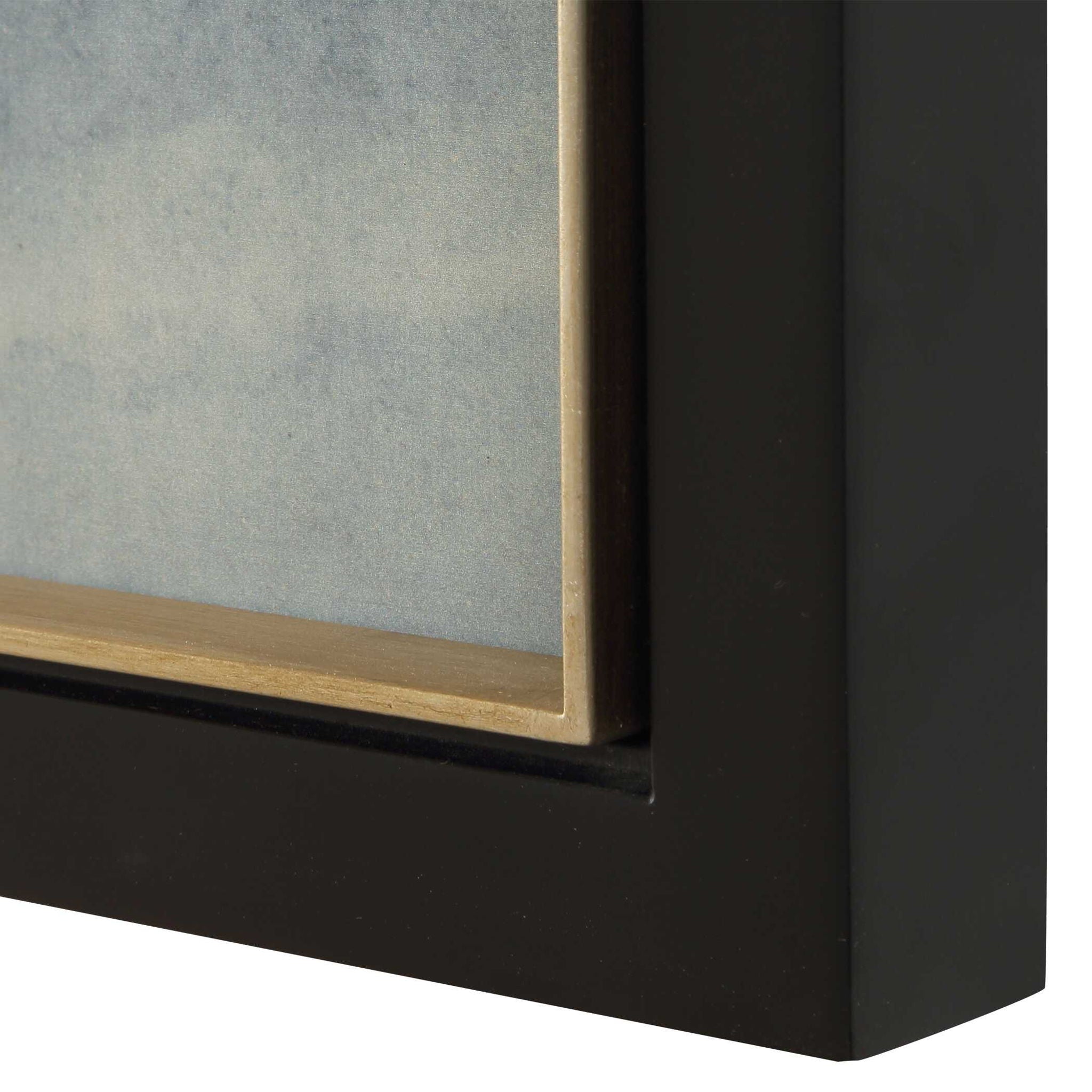 Landslide - Framed Abstract Print - Black / Brass / Gold / Gray / Orange / White / Yellow