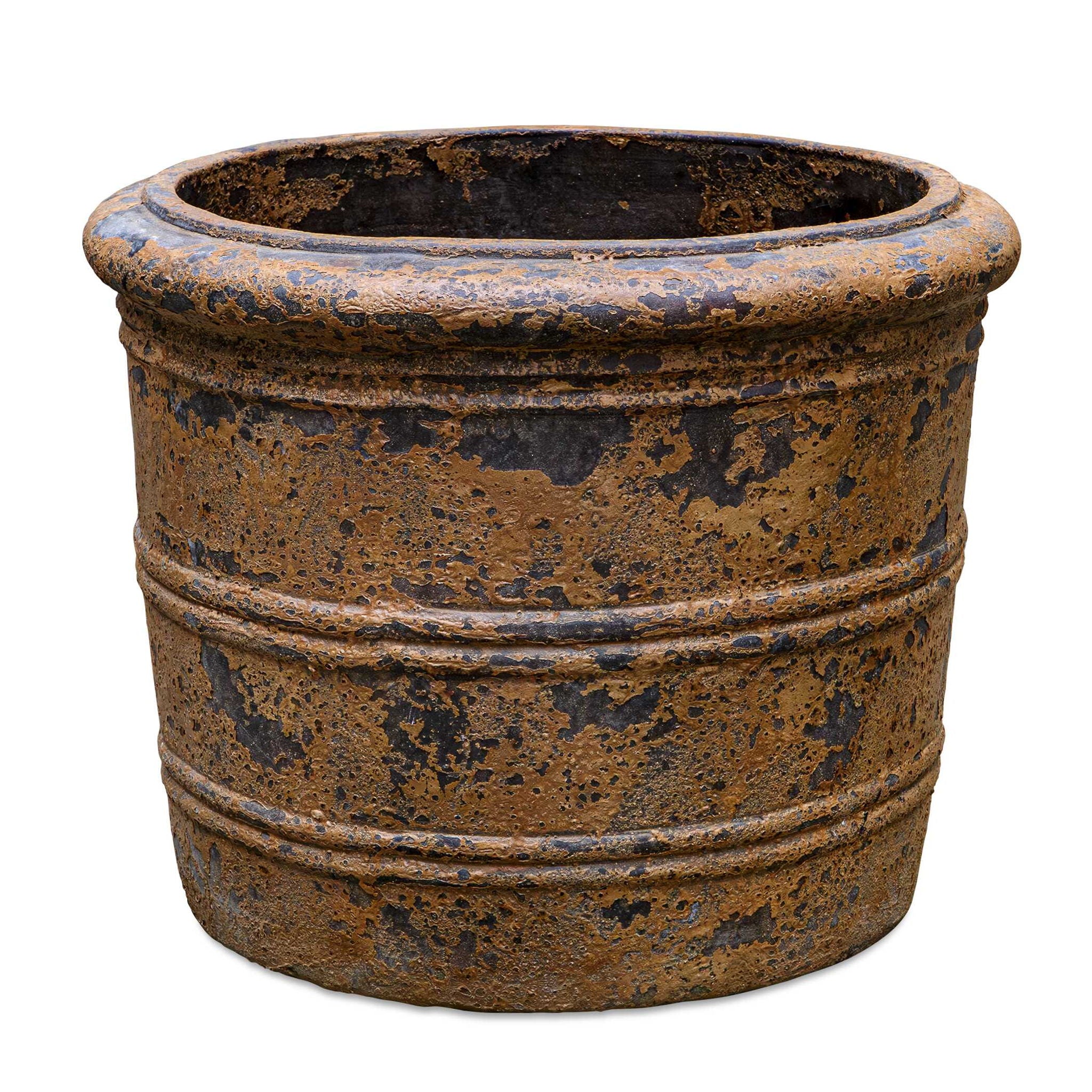 Weathered Relic - Rustic Outdoor Planter - Black / Brown