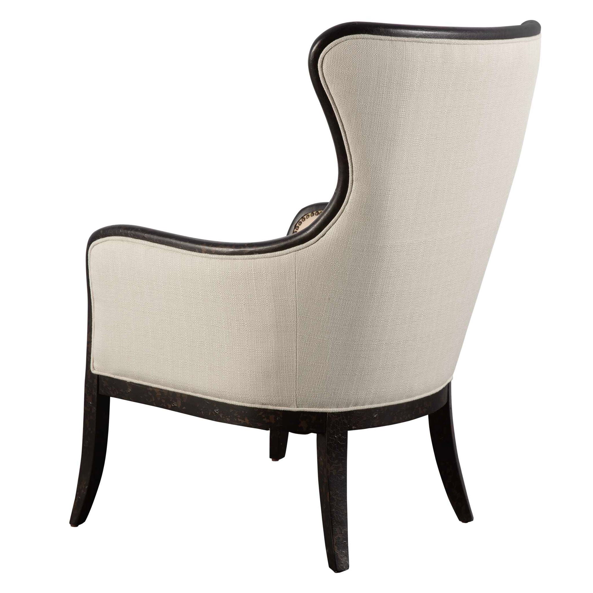 Sandy - Wing Back Armchair - Beige & Dark Brown