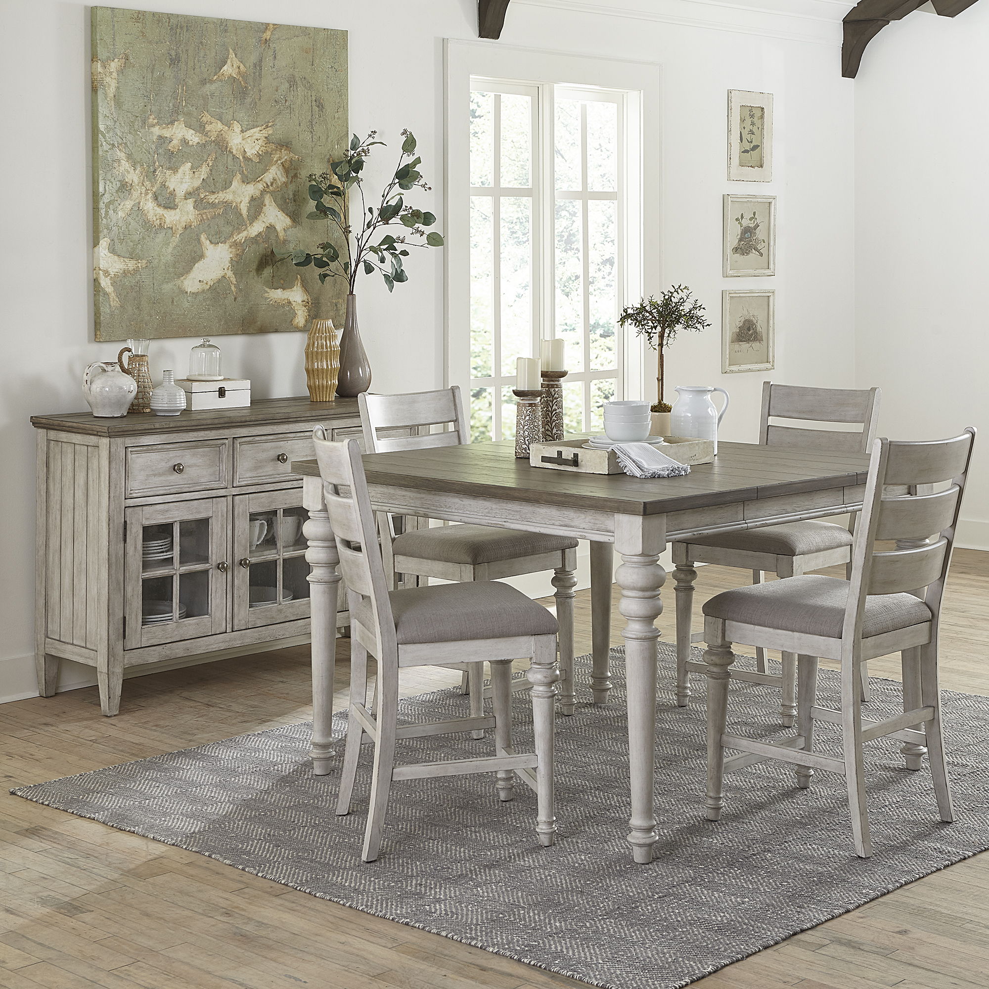 Heartland - 5 Piece Gathering Table Set (Ladder-Back Chairs) - White