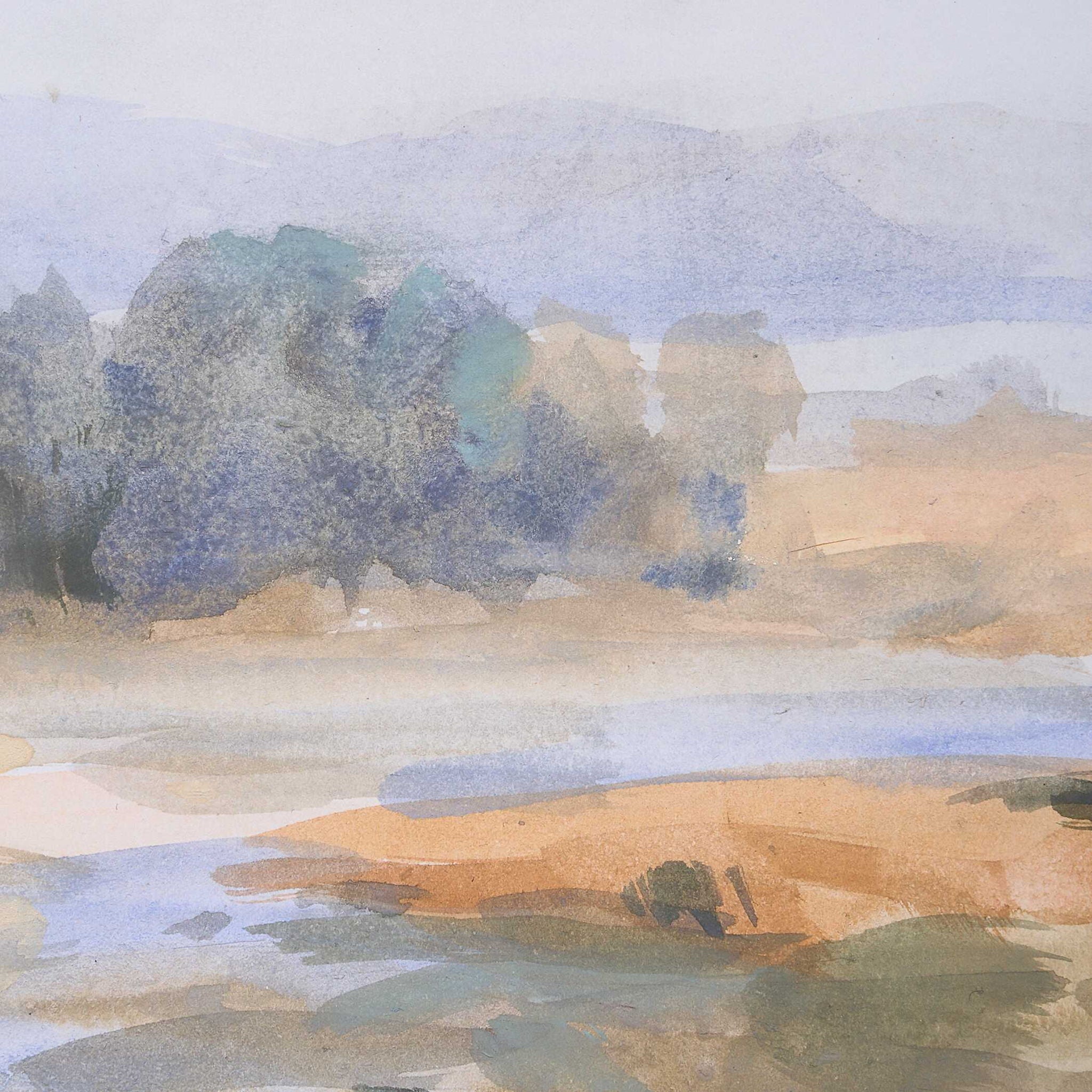 River Afternoon - Landscape Print - Light Brown
