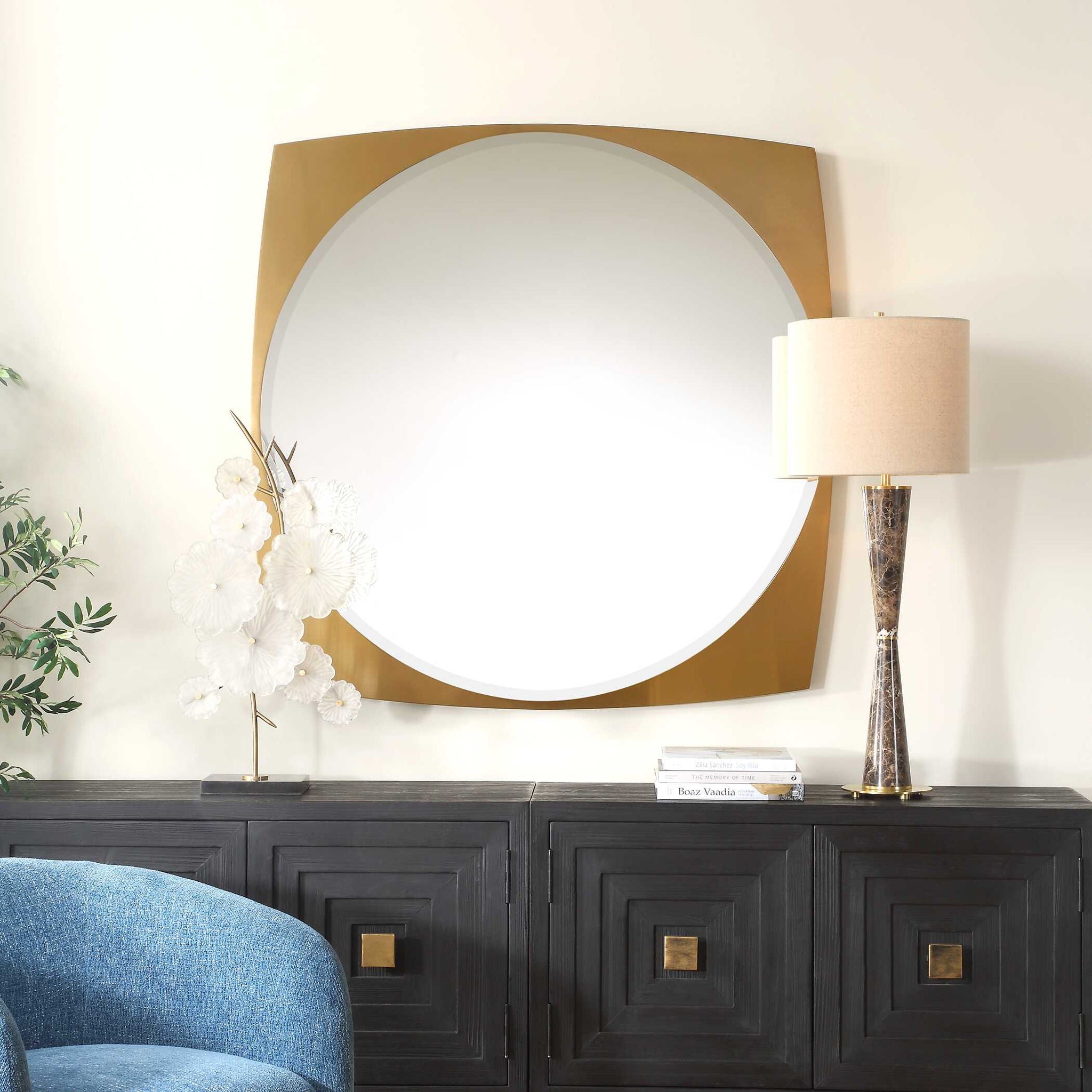 Neilia - Round Mirror - Brass