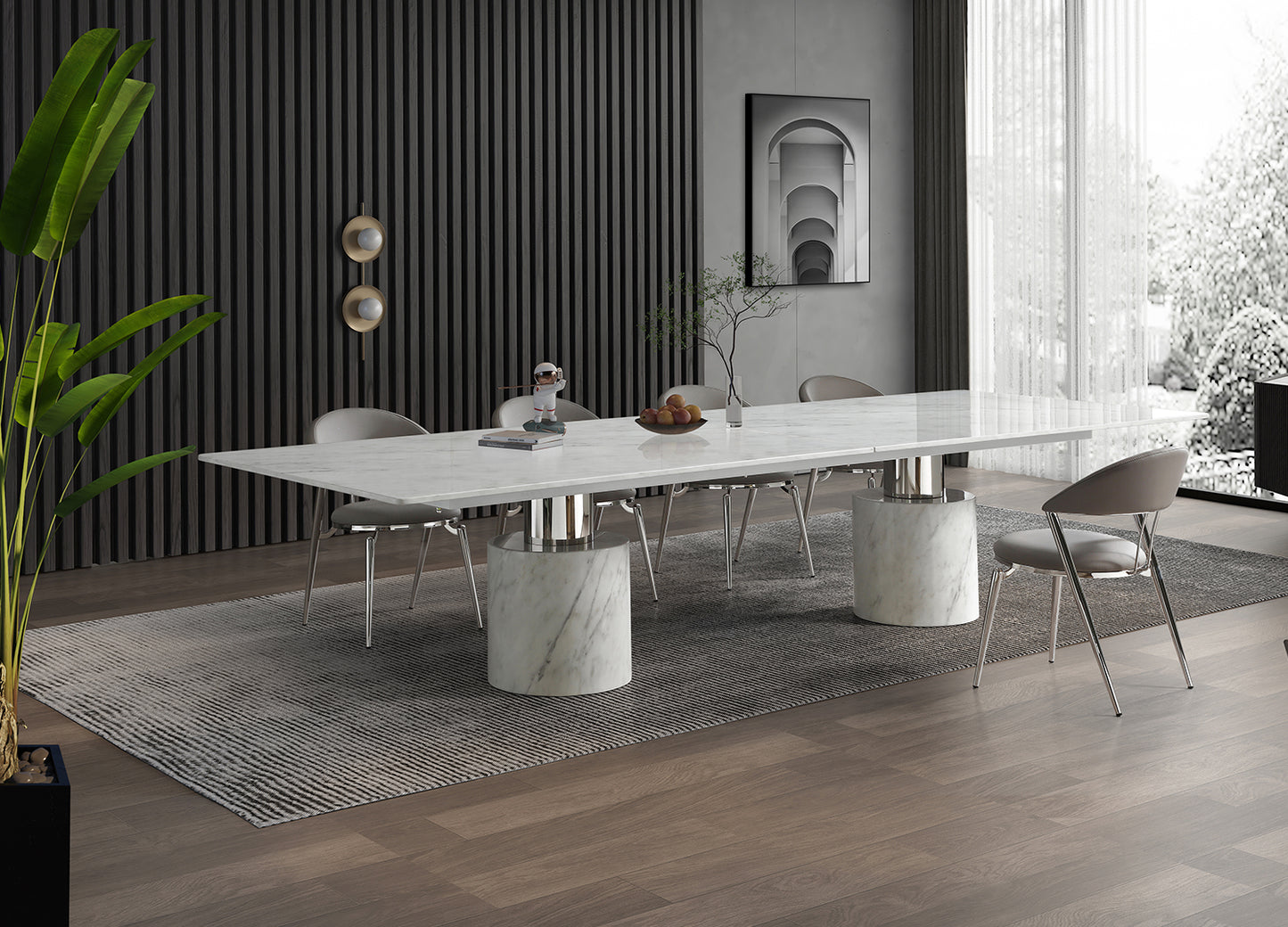 Geneva Dining Table/black & white