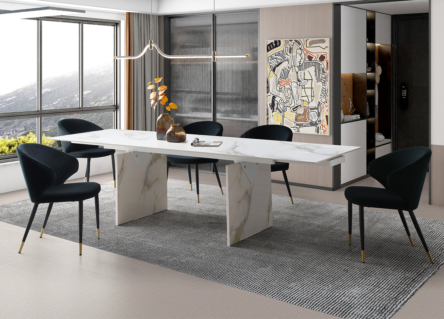 Geneva Dining Table/black & white